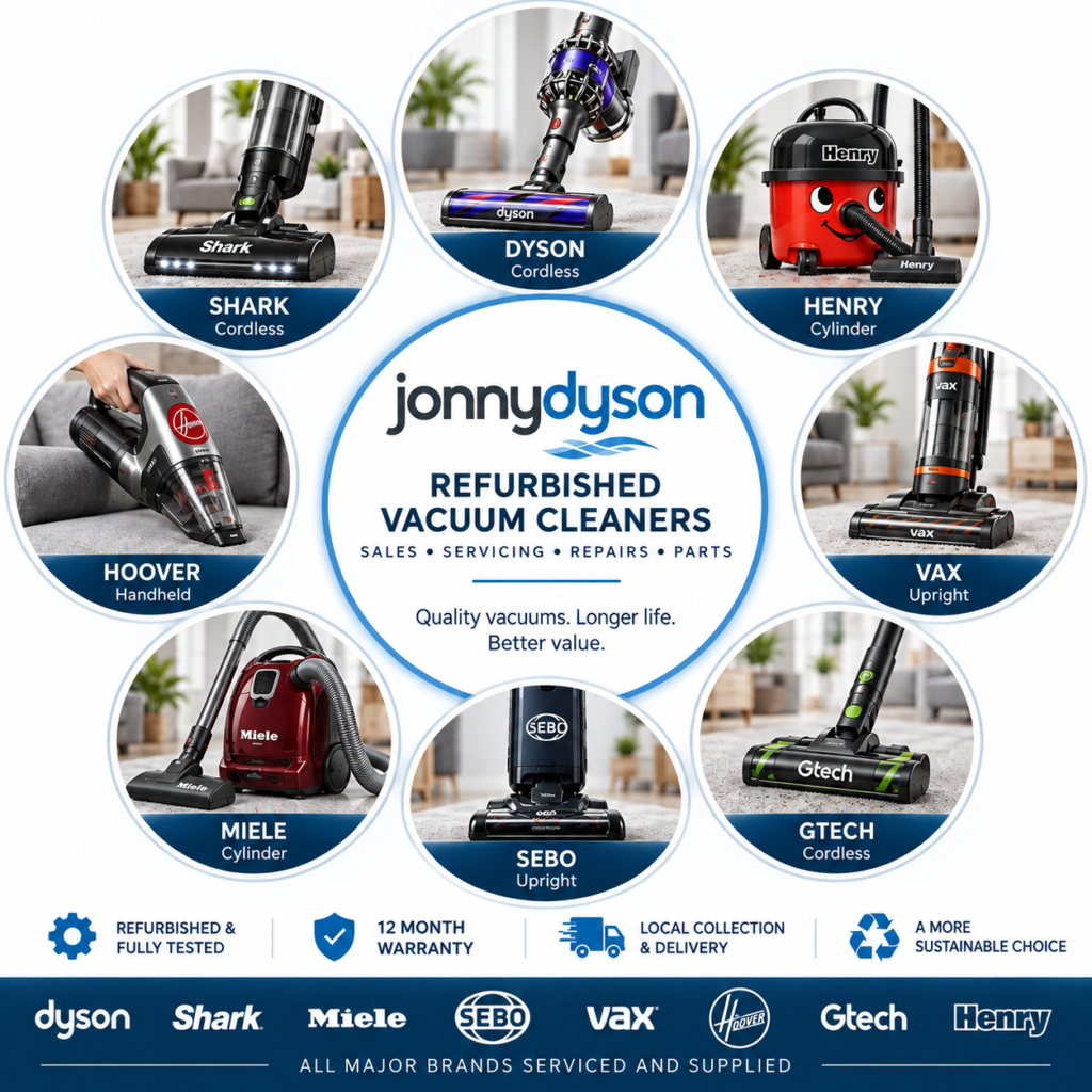 Refurbished vacuum cleaners in Wakefield including Dyson, Shark, VAX, Miele, Sebo, Hoover, Gtech and Henry